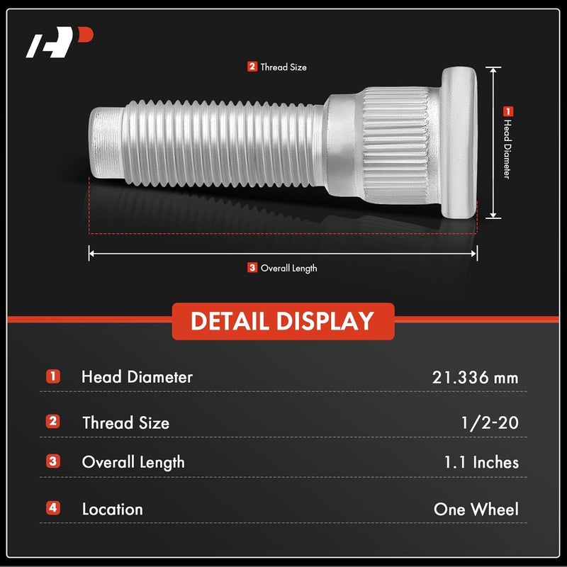 A-Premium دراسات العجلات 1/2 بوصة-20 متوافقة مع جيب كوماندر 2006 2007 2008 2009 2010 مجموعة 20 قطعة أمامية وخلفية - Image 2
